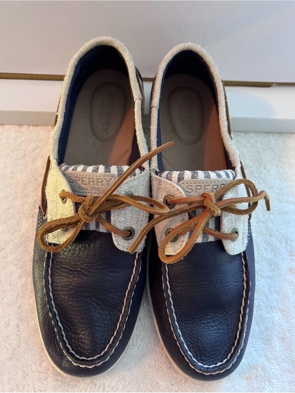 Sperry Top-Sider Koifish Blue Boat Shoes Women’s 9M Navy Leather Stripe Loafers